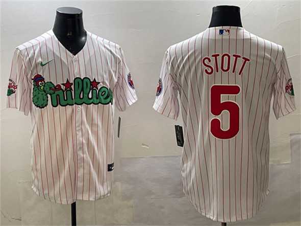 Mens Philadelphia Phillies #5 Bryson Stott White Phanatic Cool Base Stitched Jersey